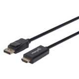 Manhattan DisplayPort 1.2 naar HDMI kabel, 4K@60Hz, 1,8 m, zwart