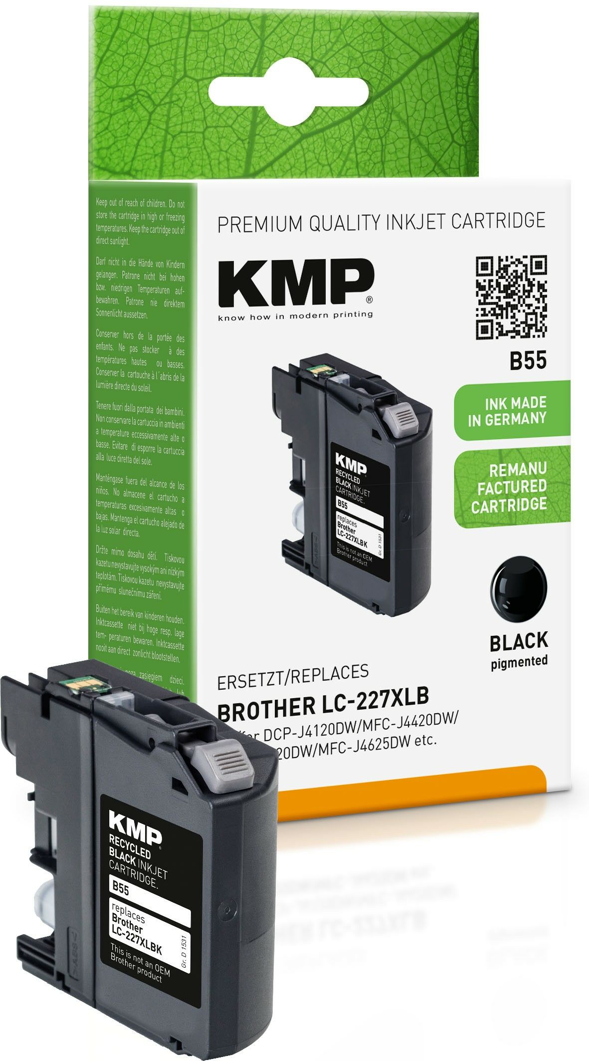 KMP LC227XLBK Zwart inktcartridge voor Brother DCP-J4120DW / MFC-J4420DW - 1200 pagina's