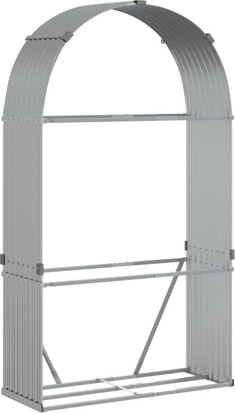 vidaXL Haardhoutopslag 120x45x210 cm gegalvaniseerd staal zilverkleurig