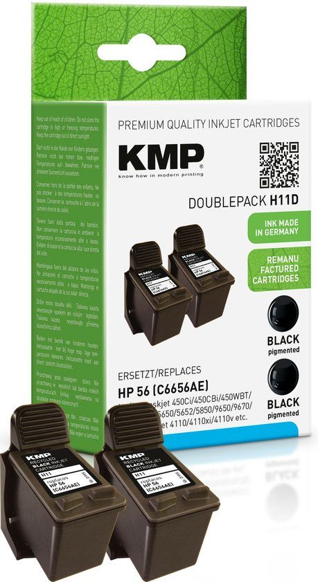 KMP Inkt vervangt HP 56 Compatibel 2-pack Zwart H11D 0995,4021