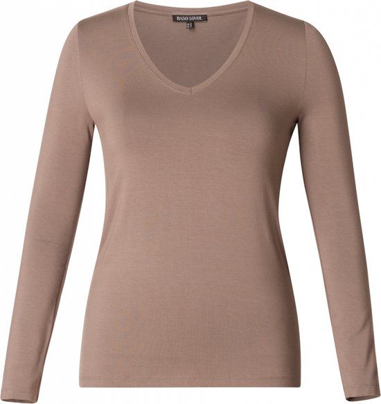 BASE LEVEL CURVY Alize Jersey Shirt - Dark Taupe