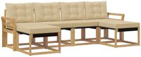 vidaXL - Bank loungeset - 6 zitplekken - Wit en Beige - Acacia hout