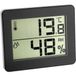 TFA Dostmann Digitale Thermo-Hygrometer, 30.5027.01, voor bewaking van binnentemperatuur en luchtvochtigheid, max.-min. waarden, ultra-plat hoogglans ontwerp, zwart, (L) 100 x (B) 12 (48) x (H) 82 mm