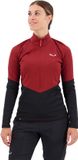 Salewa Puez Pullover Fleece Met Halve Rits Rood L Vrouw