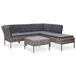 vidaXL Loungeset van polyrattan, 6-delig, met kussens, grijs