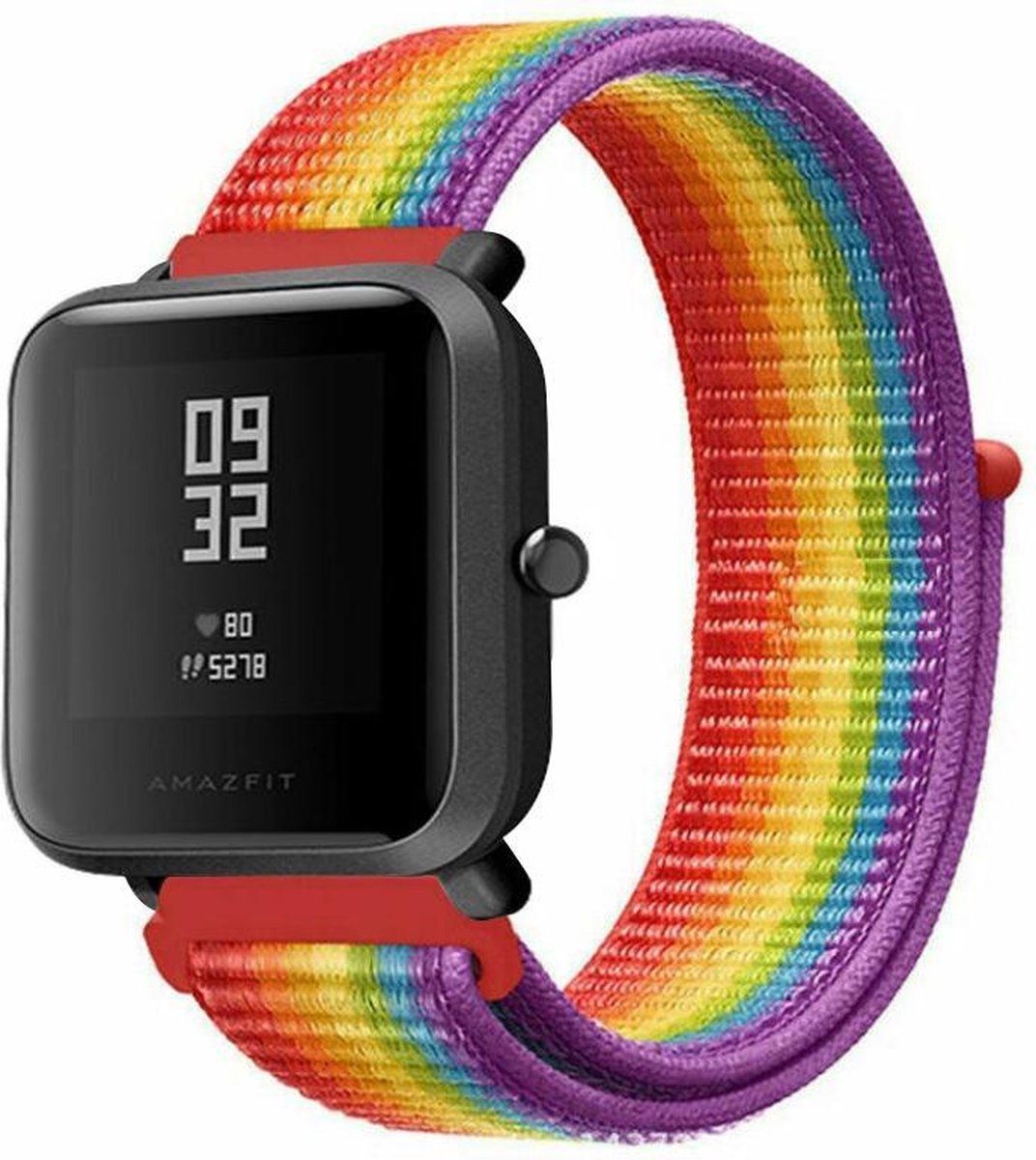 Strap-it Xiaomi Amazfit Bip nylon band - regenboog
