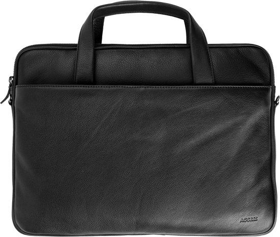 Accezz Leren Laptoptas tot 16 inch - Zwart