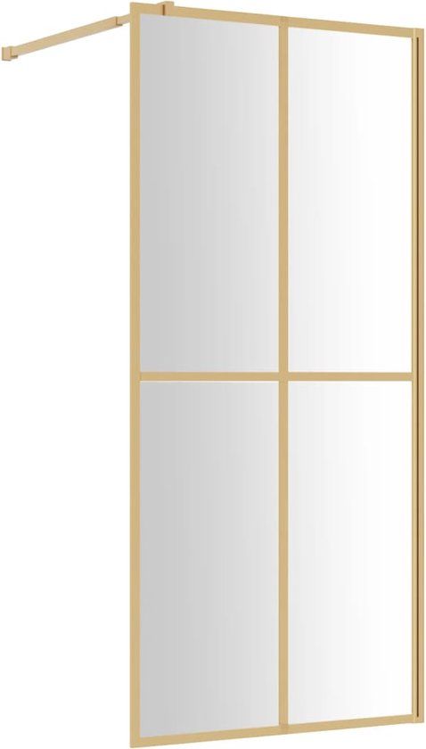 vidaXL Inloopdouchewand - transparant - 80x195 cm - ESG-glas - goudkleurig