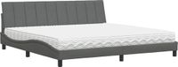 vidaXL Bed met matras "Hanko" stof donkergrijs 200x200 cm