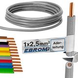 EBROM - 5 meter aderleiding enkeldraads - H07V-U 2,5mm2 - Grijs