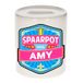 Bellatio Decorations Kinder spaarpot met naam - Amy - keramiek - met dop - wit