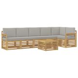 vidaXL Buiten bank set 7 st Wit en Lichtgrijs Polyester