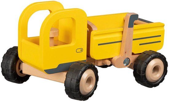 Goki Houten Kiepwagen Geel