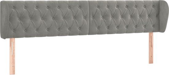vidaXL Hoofdbord met randen fluweel lichtgrijs 183x23x78/88 cm