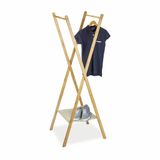 Relaxdays kledingrek bamboe, praktische plank, inklapbaar, garderobe rek, HxBxD: 155,5 x 50 x 57,5 cm, natuurlijke kleur