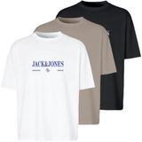 JACK & JONES JORFREDERIKSBERG BRANDING TEE 3PK MP Heren T-shirt Zwart Maat S