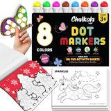 Chalkola Set van 8 uitwisbare stippenstiften - Met 20 pagina's kleurboek - Bingopennen voor kinderen vanaf 2 jaar - Schilderset voor kleuters - Set