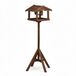 Relaxdays Vogelvoederhuis op paal, voedersilo, hout, bruin, 117 cm