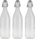 Bormioli Rocco waterfles met beugeldop - 3x - helder transparant - 1000 ml - Giara home deco fles - weckflessen