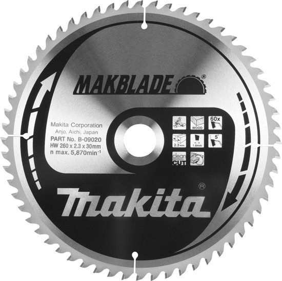 Makita B-09036 Zaagb hout 305x30x2,3 60T 5g