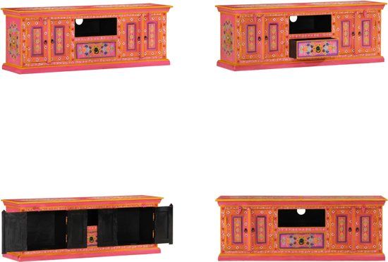 vidaXL Tv-meubel 110x30x40 cm massief mangohout roze