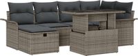 vidaXL Tuinbank Set 7-delig Poly Rattan Grijs