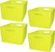 Plasticforte Opbergmand/Kastmandje - 4 stuks - 18 liter - Groen - Kunststof - 28 x 38 x 19 cm