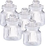Zeller Pot de stockage - 8x - verre - 600 ml - relief - 11 x 14,5 cm - rond - pot de conservation