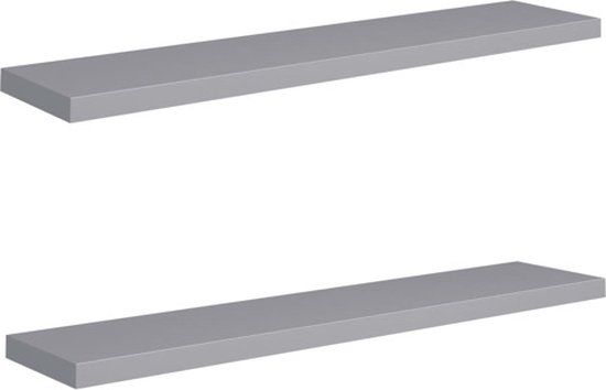 vidaXL Wandplanken zwevend 2 st 120x23,5x3,8 cm MDF grijs