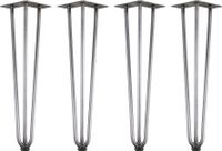 Zelsius set de 4 pieds de table en acier, (hauteur) 45 cm, acier brut, avec 3 renforts