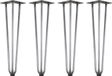 Zelsius set de 4 pieds de table en acier, (hauteur) 45 cm, acier brut, avec 3 renforts