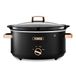 Tower T16043BLK Slow Cooker Kookgerei 6,5 liter met 3 warmteinstellingen, Cool Touch handgrepen, keukengerei, zwart en roségoud