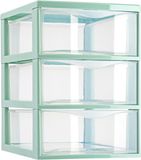 Plasticforte Ladeblokje/bureau organizer met 3x lades - transparant/mintgroen - L18 x B25 x H25 cm