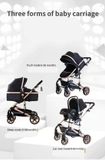 Poussette triple fonction et châssis en aluminium - Poussette pliable - Poussette avec position d'assise surélevée - Rose-vert