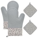 Cozary Ovenwanten 4 stuks - siliconen + katoen, 28 x 18,5 cm, antislip