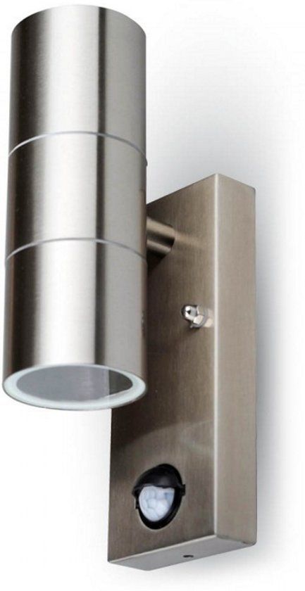 V-tac VT-7622 PIR Wandlamp - GU10 - Met sensor - IP44 - Zilver