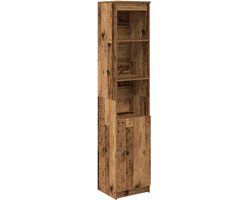 vidaXL Hoge kast 37,5x35x180 cm bewerkt hout oud houtkleurig