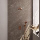 Brauer Copper Carving Thermostatische Regendoucheset Inbouw - Hoofddouche 20 cm - Gebogen Wandarm - 3 Weg - Handdouche 3 Standen - Doucheslang - Wandaansluitbocht