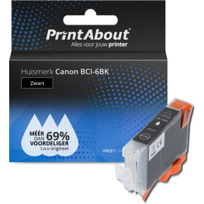 PrintAbout Huismerk Canon BCI-6BK Inktcartridge Zwart