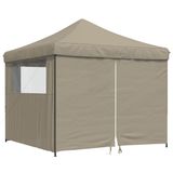 VidaXL Partytent, inklapbaar, pop-up model, met 4 zijpanelen, taupekleurig