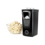Popcornmachine met hete lucht en olie - met transparant deksel en maatbeker, 16 x 13,5 x 25,5 cm, 1100 W, zwart
