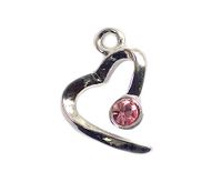 INNSPIRO Mooie bedels hanger van metaal, hol hart, 7 x 10 mm, 25 stuks, 9x14mm., Metaal, Geen edelsteen