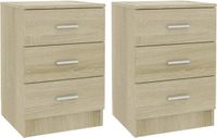 vidaXL Nachtkastjes - Set van 2 - 38x35x56 cm - Bewerkt Hout - Sonoma Eikenkleurig