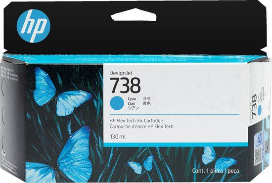 HP 738 - Cyaan - 130 ml - Inktcartridge voor DesignJet - 498N5A