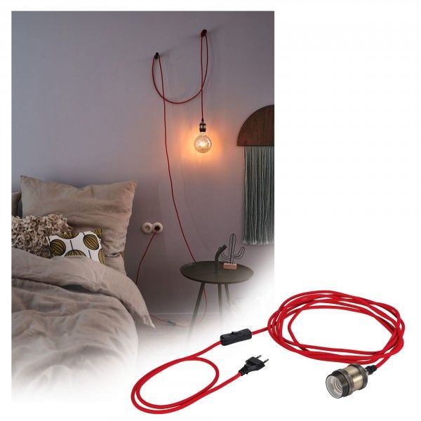 Paulmann Neordic Eldar Hanglamp - Rood - Metaal - E27 - 20W - Dimbaar