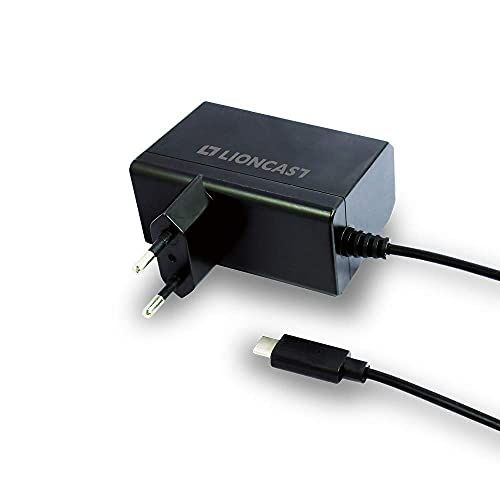 LIONCAST Adapter compatibel met Nintendo Switch, oplader type C snel opladen via USB-C (draagbare en tv) oplaadkabel voor gelijktijdig opladen en gamen