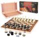 Jeu d'échecs en bois pliable - 3-en-1 échecs dames backgammon - Jeu de société avec rangement