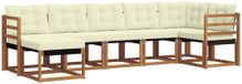vidaXL - Salon d'angle - 7 places assises - Naturel et crème - Acacia bois
