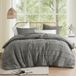 Comfort Spaces Grijze queensize dekbedset - 3-delige Pintuck geplooide boerderij beddengoed sets queensize bed, alle seizoenen, lichtgewicht, katoenachtige zachtheid, voorgewassen microvezel queensize