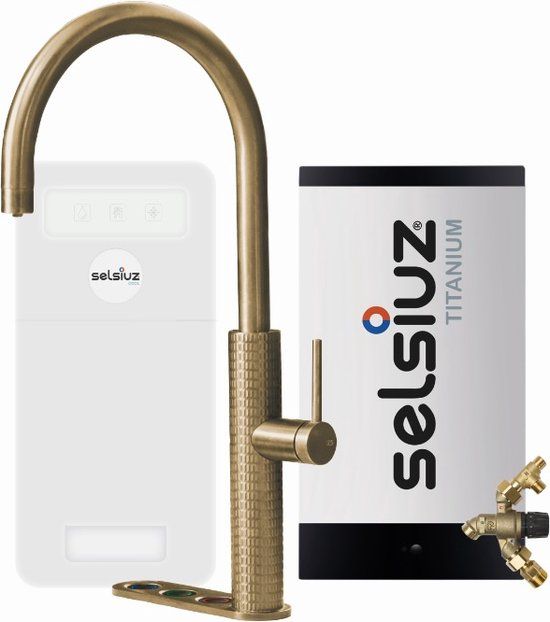 Selsiuz kranen Selsiuz by Gessi 5 in 1 Gold / Goud 350391 met TITANIUM Combi (Extra) boiler en Cooler